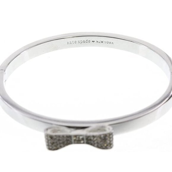 NWT KATE SPADE Ready Set Bow Silver And Pave' Bangle Bracelet - Picture 4 of 6